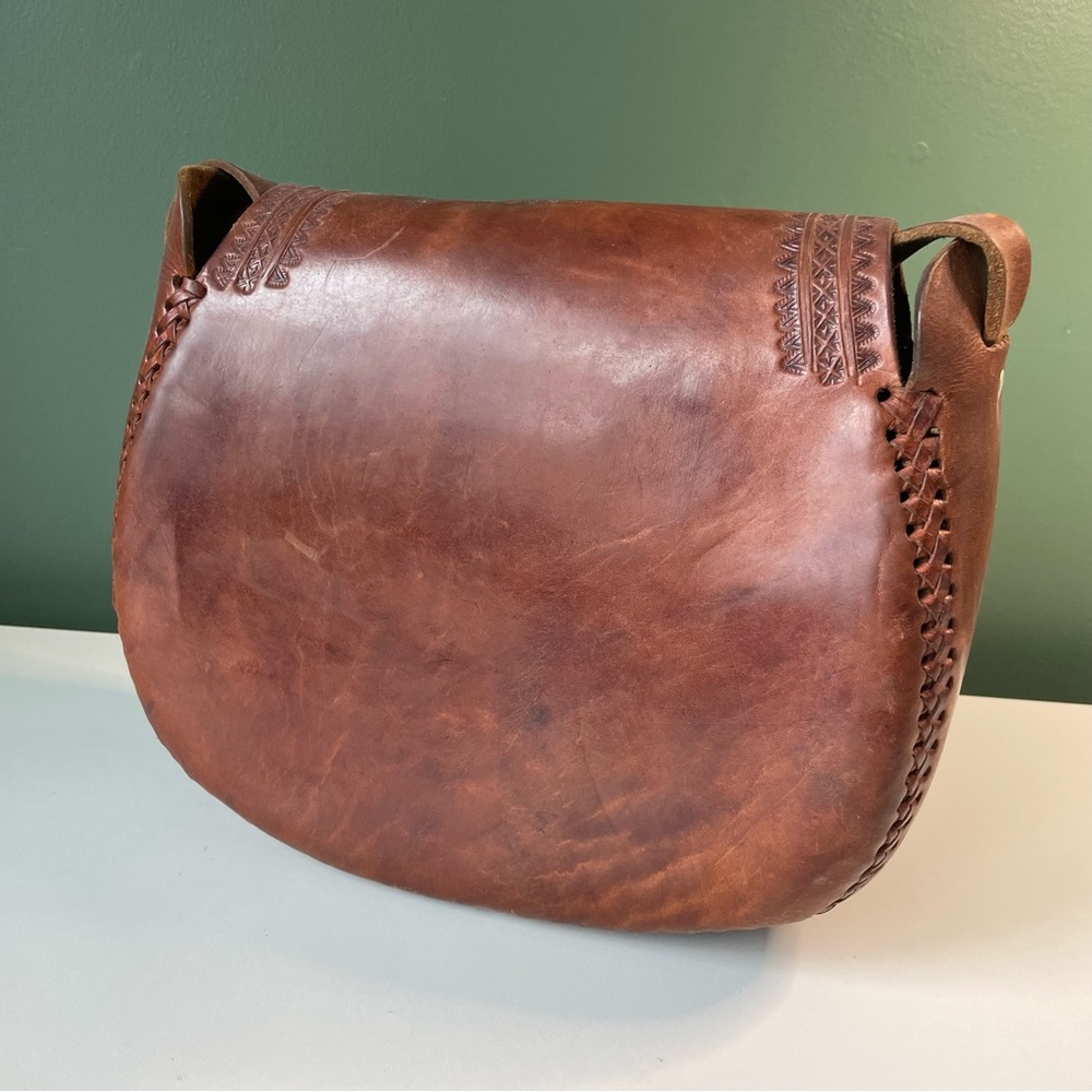 Mexican leather handbag cognac color large - Picture 8 of 11